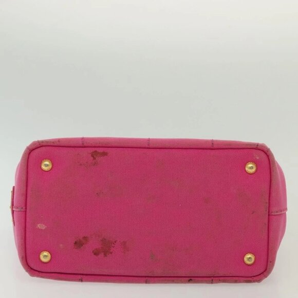 PRADA Canapa PM Hand Bag Canvas Pink Gold Auth bs28699 - Picture 6 of 16